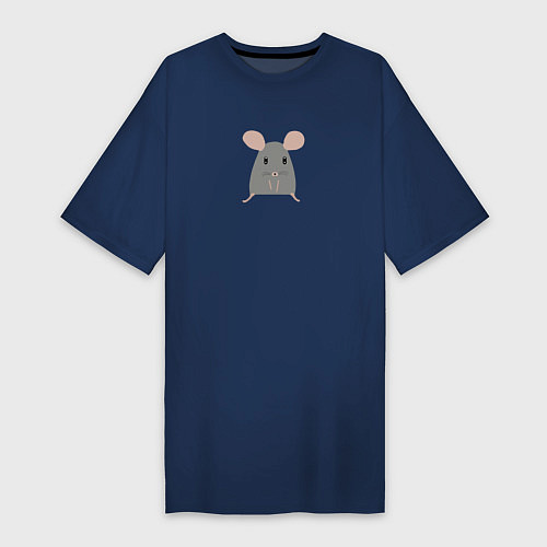 Женская футболка-платье Минималистичная мышь / Тёмно-синий – фото 1