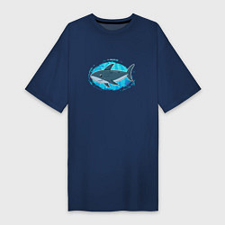 Женская футболка-платье Мультяшная акула под водой