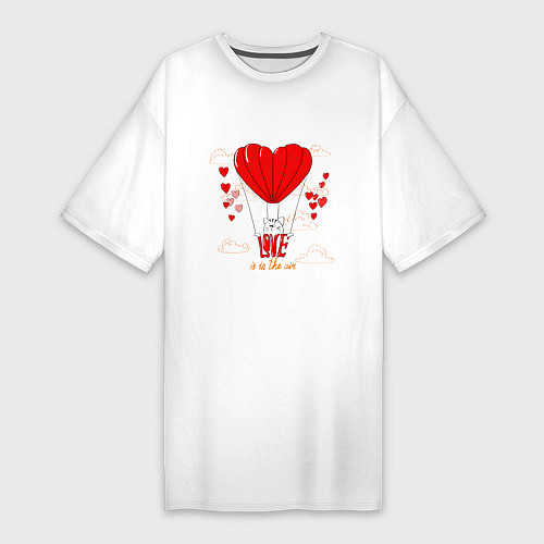 Женская футболка-платье Love is in the air hearts / Белый – фото 1