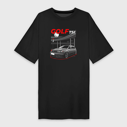 Женская футболка-платье Volkswagen golf art / Черный – фото 1