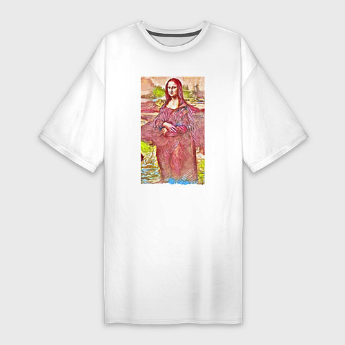 Женская футболка-платье Мона Лиза - фантазия / Белый – фото 1