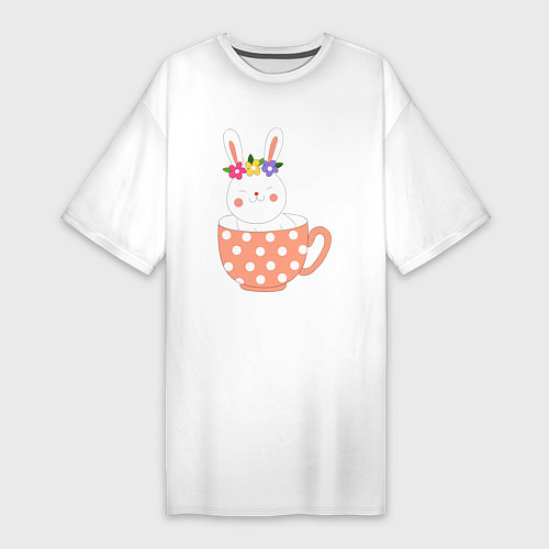 Женская футболка-платье Зайка в кружке / Белый – фото 1
