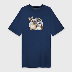 Женская футболка-платье Влюбленные кролики