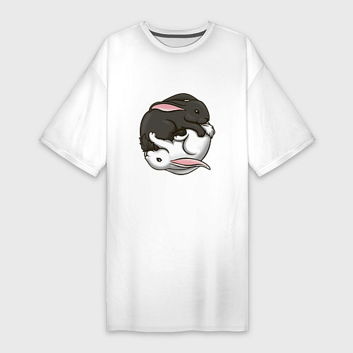 Женская футболка-платье Кролики Инь-Янь / Белый – фото 1