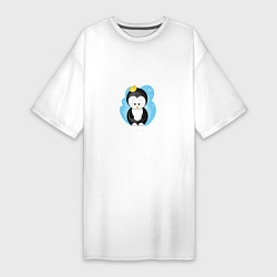 Футболка женская-платье Королевский пингвин, цвет: белый