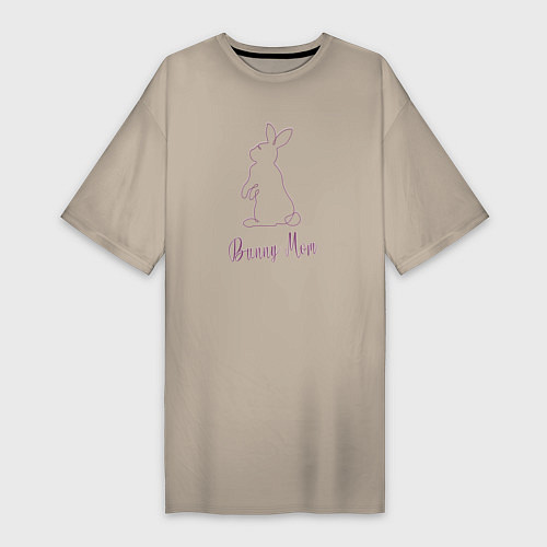 Женская футболка-платье Кролик мама / Миндальный – фото 1