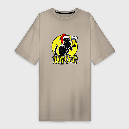 Женская футболка-платье Hop Cat / Миндальный – фото 1