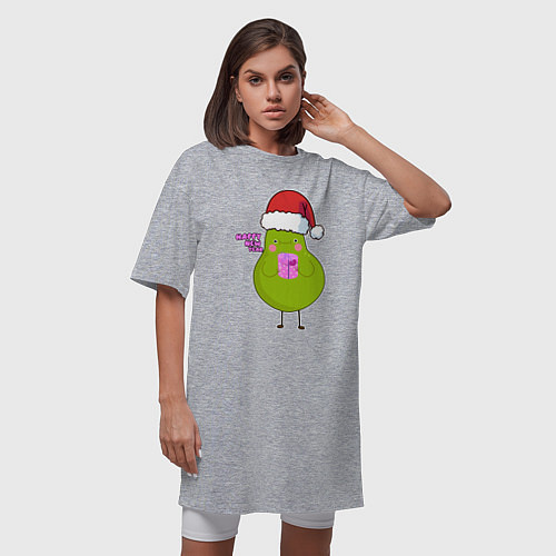 Женская футболка-платье Новогоднее авокадо / Меланж – фото 3
