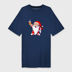Женская футболка-платье Санта весельчак