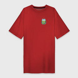 Футболка женская-платье Герб федерации футбола Аргентины, цвет: красный