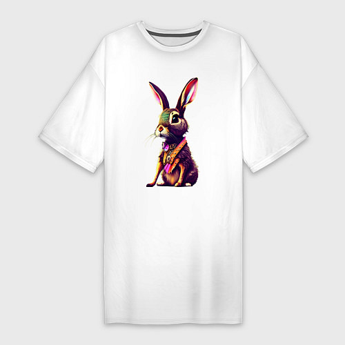 Женская футболка-платье Кролик сидит / Белый – фото 1