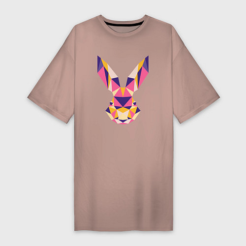 Женская футболка-платье Геомертический заяц / Пыльно-розовый – фото 1