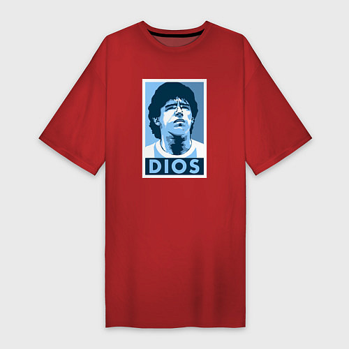 Женская футболка-платье Dios Maradona / Красный – фото 1