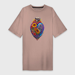 Женская футболка-платье Сердце в подсолнухах