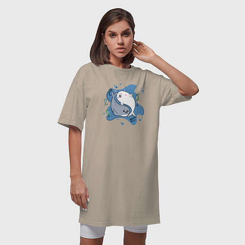 Женская футболка-платье Пара тюленей / Миндальный – фото 3