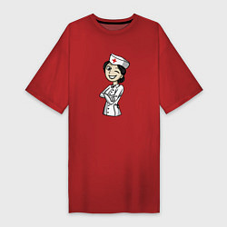 Футболка женская-платье Улыбка медсестры, цвет: красный