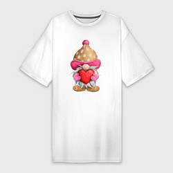 Женская футболка-платье Гномик с сердечком