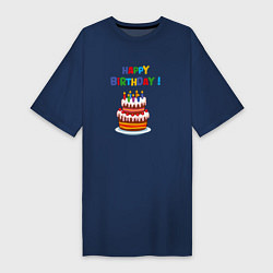 Женская футболка-платье Торт со свечами с днём рождения