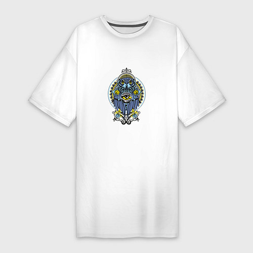Женская футболка-платье Сова мандала / Белый – фото 1