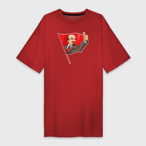 Женская футболка-платье Ленин одобряет / Красный – фото 1