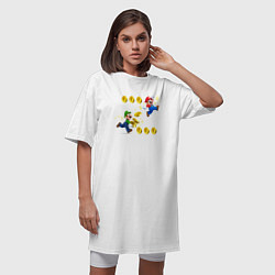 Футболка женская-платье Луиджи и Марио собирают монетки, цвет: белый — фото 2