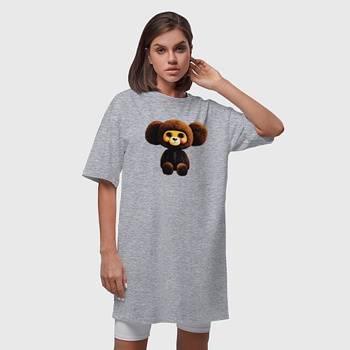 Женская футболка-платье Plush character in latex / Меланж – фото 3