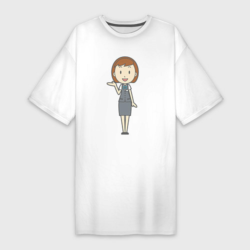 Женская футболка-платье Офисная леди показывает / Белый – фото 1