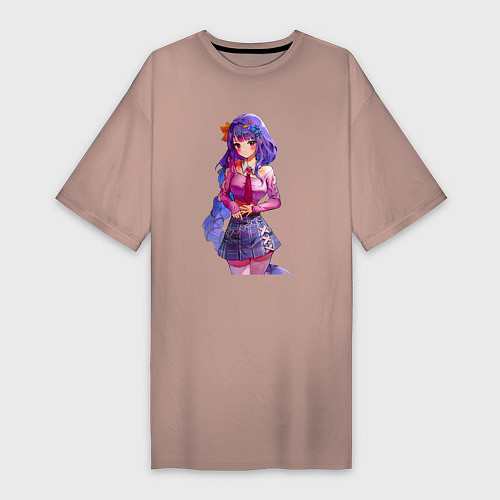 Женская футболка-платье Шогун Райден школьница / Пыльно-розовый – фото 1