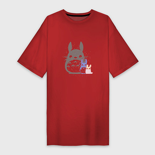 Женская футболка-платье Малыши Тоторо / Красный – фото 1