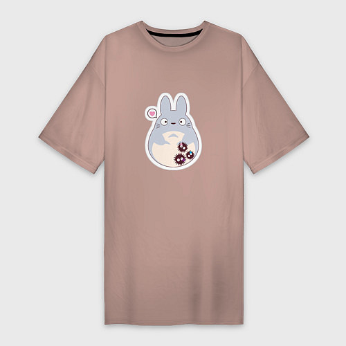 Женская футболка-платье Тоторо и Сусуватари / Пыльно-розовый – фото 1