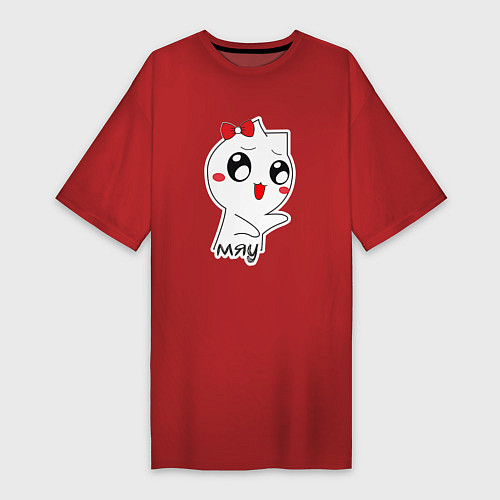 Женская футболка-платье Кошечка Мяу / Красный – фото 1