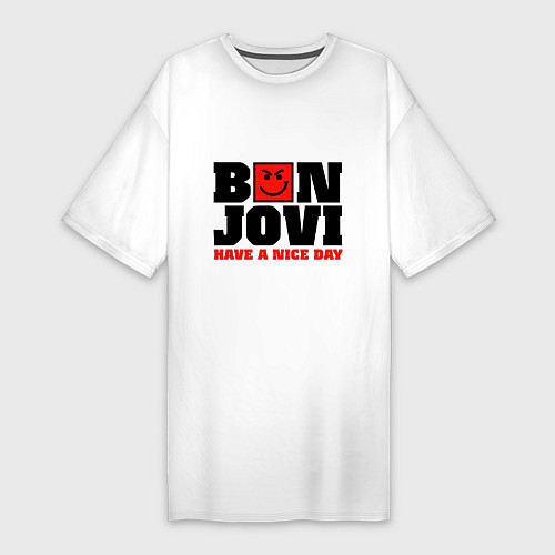 Женская футболка-платье Bon Jovi band / Белый – фото 1