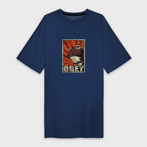 Женская футболка-платье Obey frog / Тёмно-синий – фото 1