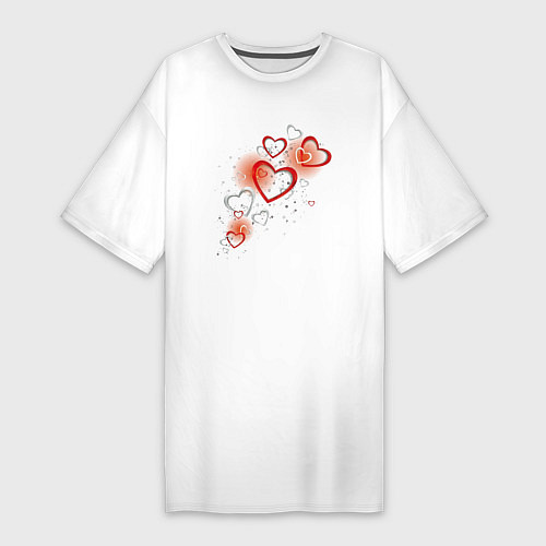Женская футболка-платье Сердечки на день Валентина / Белый – фото 1