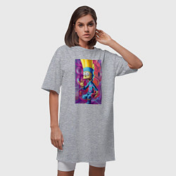 Футболка женская-платье Bart Simpson - neural network - fantasy, цвет: меланж — фото 2