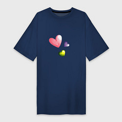 Женская футболка-платье Акварельные сердечки