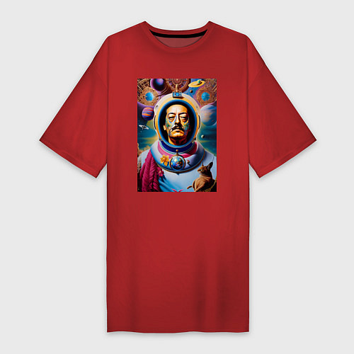 Женская футболка-платье Космонавт Сальвадор Дали / Красный – фото 1