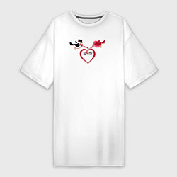 Женская футболка-платье Птицы держат сердце