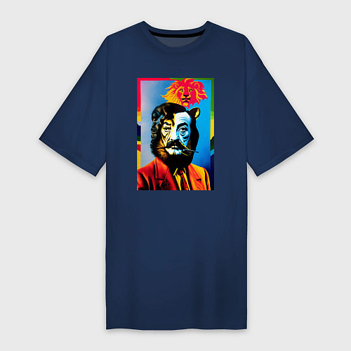 Женская футболка-платье Salvador Dali: Self Portrait / Тёмно-синий – фото 1