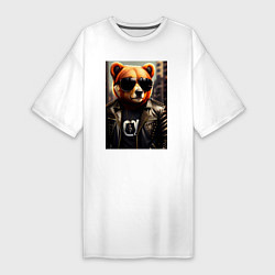Женская футболка-платье Медведь рокер