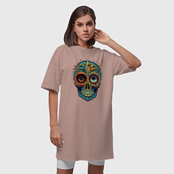 Футболка женская-платье Mexican skull, цвет: пыльно-розовый — фото 2