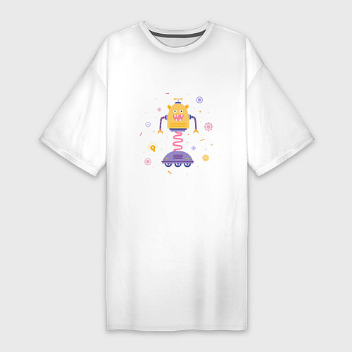 Женская футболка-платье Смешной Робот / Белый – фото 1