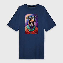 Женская футболка-платье Питбуль космонавт - нейросеть