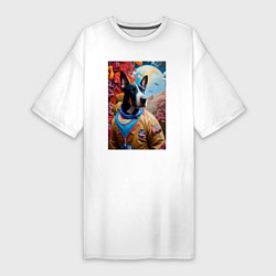 Женская футболка-платье Командир космического корабля - нейросеть