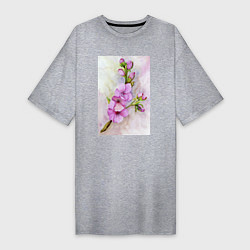 Женская футболка-платье Цвет сакуры акварелью