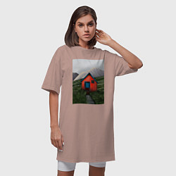 Футболка женская-платье Дом на горе, цвет: пыльно-розовый — фото 2