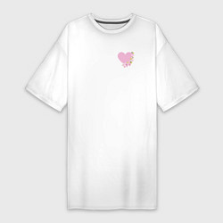 Женская футболка-платье Сердце и веточка цветущей сакуры