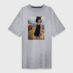 Женская футболка-платье Traveller anime neko girl