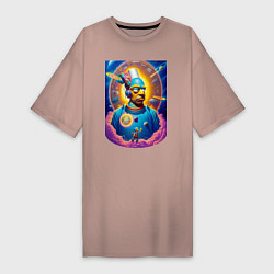 Женская футболка-платье Гомер Симпсон - космический портрет - нейросеть