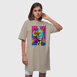 Футболка женская-платье Andy Warhol - neural network - pop art, цвет: миндальный — фото 2